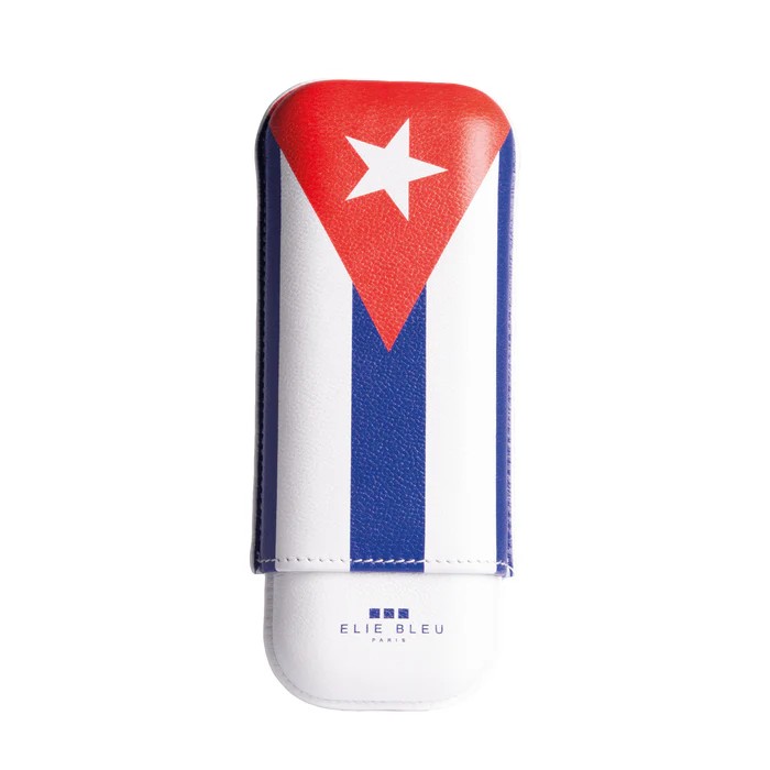 Cigar Case - Elie Bleu 27mm Cuban Flag - 2 Cigars