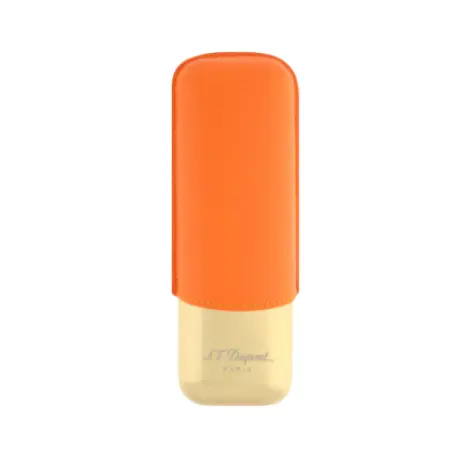 Cigar Case - S.T Dupont Orange Gr/Golden - 2 Cigars 