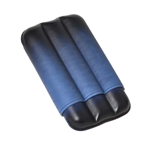 [12345] Cigar Case - Elie Bleu 27mm Blue - 3 Cigars