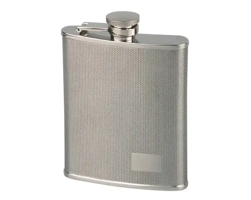 [16240] Hip Flask - Chrome Etched - 6Oz