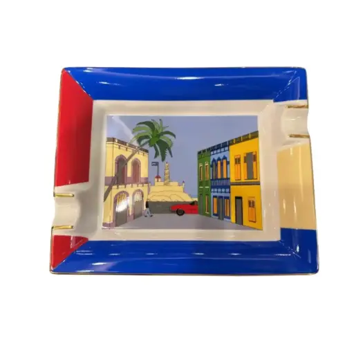 [16479] Ashtray - Elie Bleu Casa Cubana - 2 Cigars