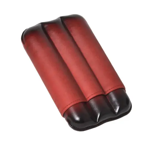 [51223] Cigar Case - Elie Bleu 27mm Red - 3 Cigars