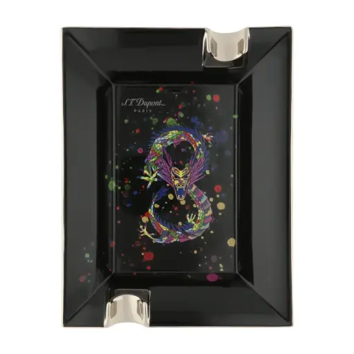 [52868] Ashtray - S.T. Dupont Dragon - Black - 2 Cigars