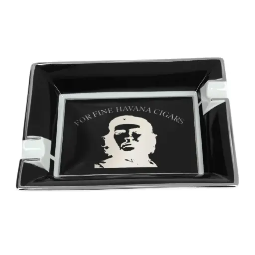 [9181] Ashtray - Elie Bleu Che Black - 2 Cigars